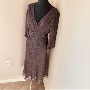 Banana Republic silk midi dress brown floral